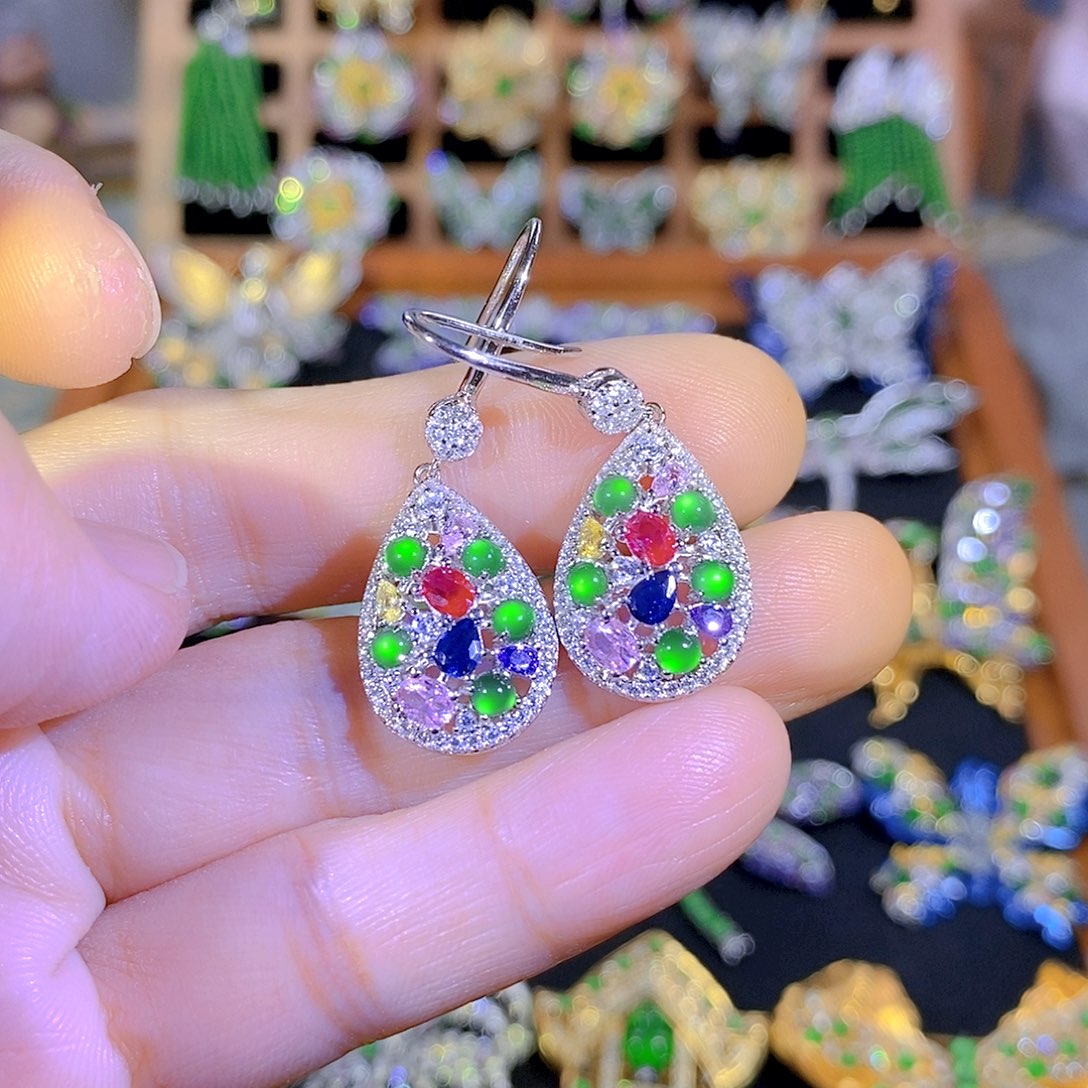 吊坠(不含链)银S925镶嵌翡翠