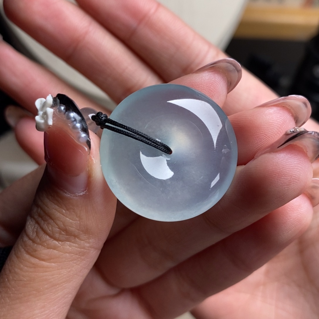 翡翠未镶嵌颈饰高冰种淡淡蓝味胶润大气平安扣吊坠