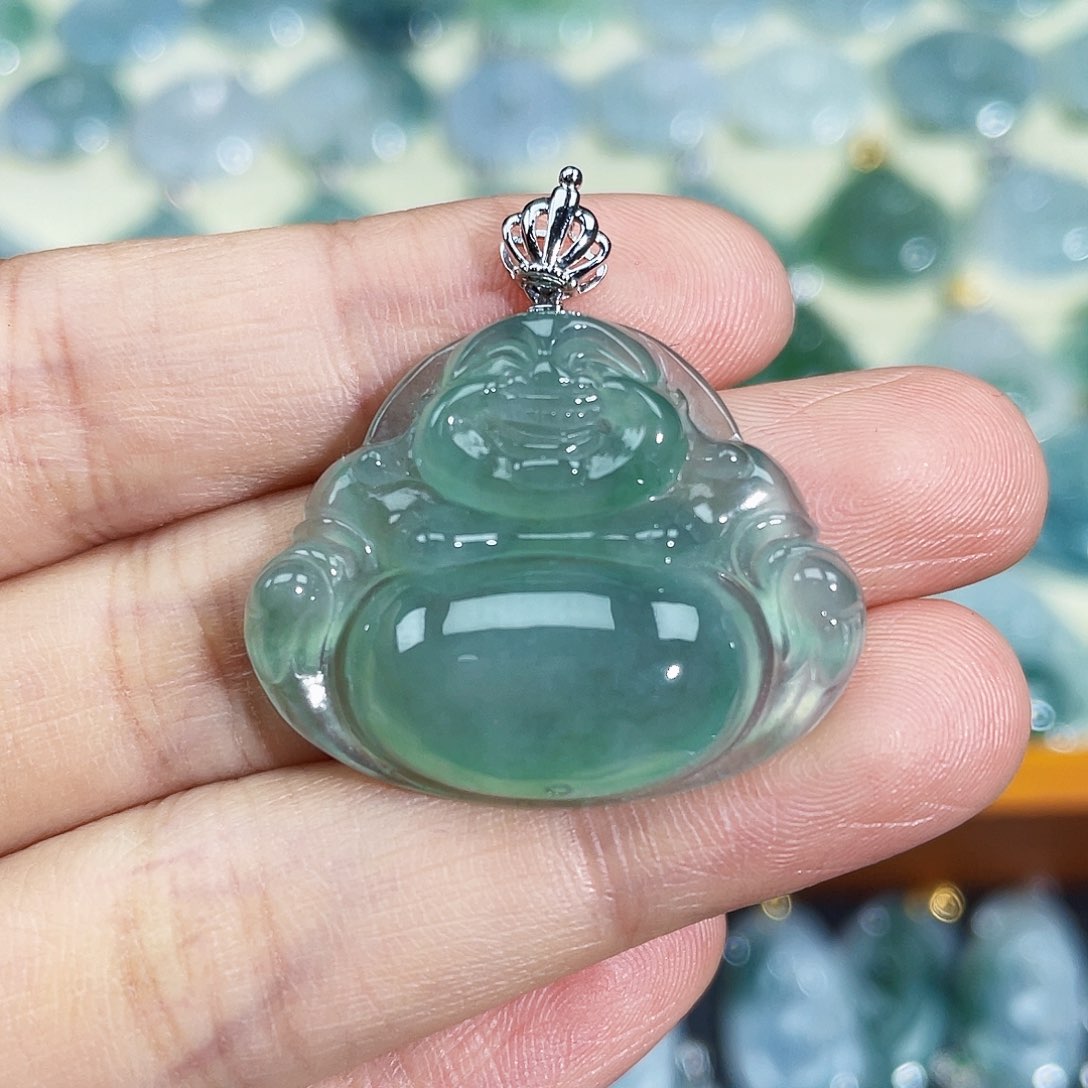 翡翠颈饰18K金镶嵌吊坠