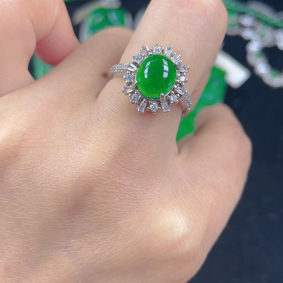 翡翠吊坠(不含链)银S925镶嵌