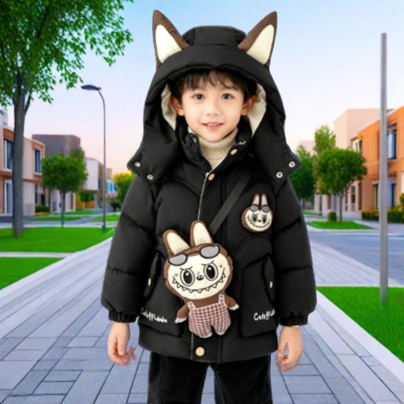 保暖童装男童羽绒棉服2025新款加绒加厚儿童棉衣校服神器冬装外套