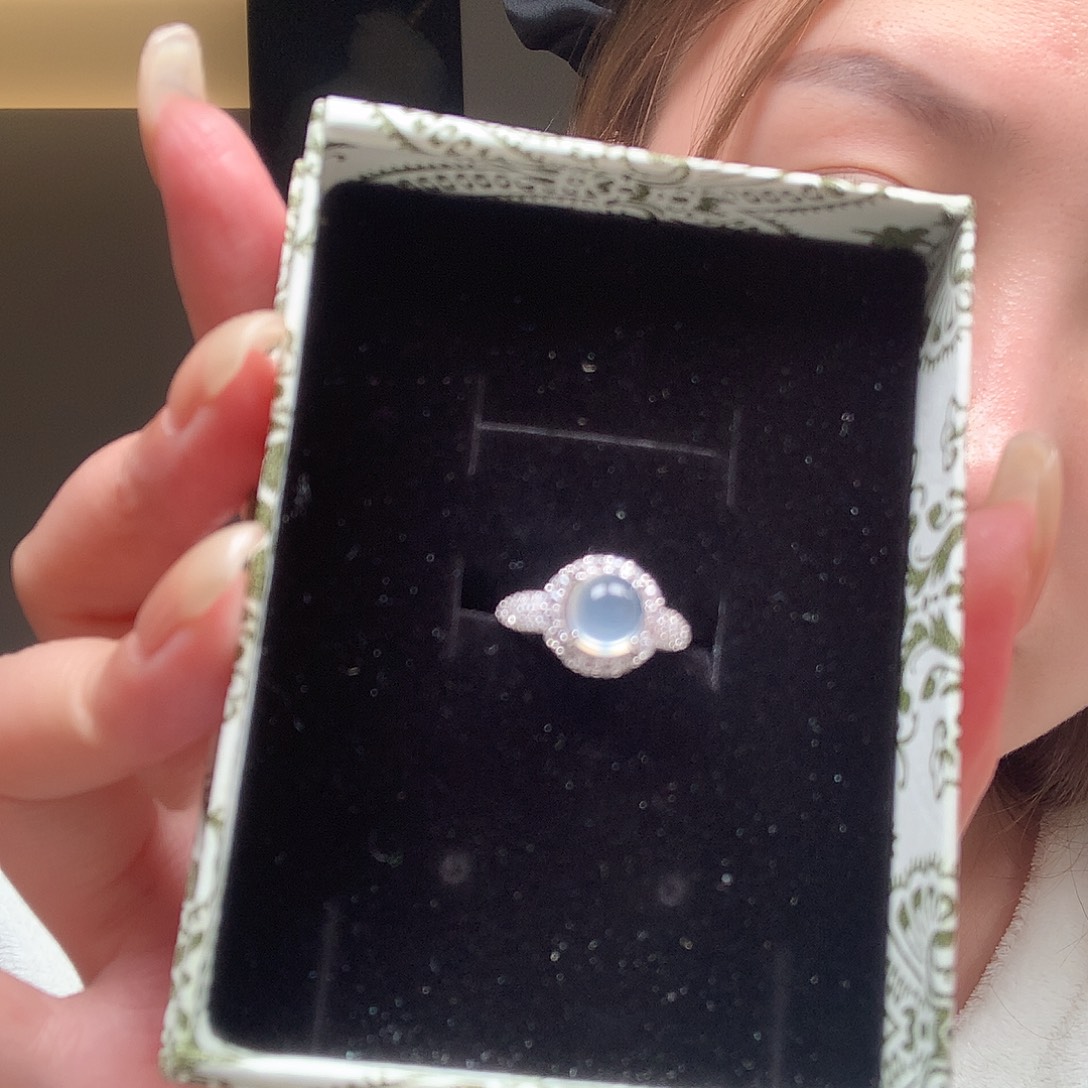 蛇纹石玉银S925镶嵌戒指