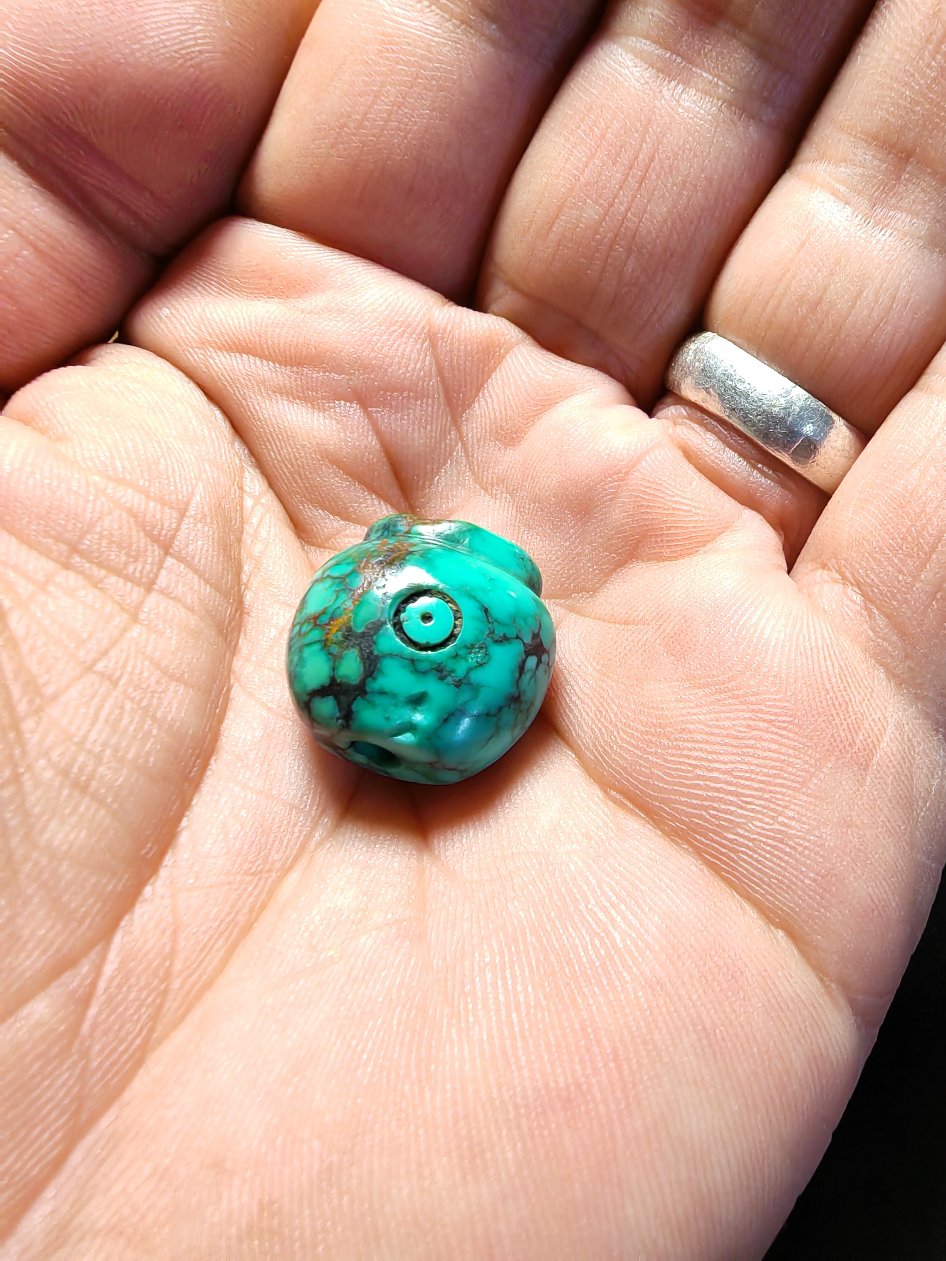 非金属陶瓷吊坠 藏系原矿老松石吊坠