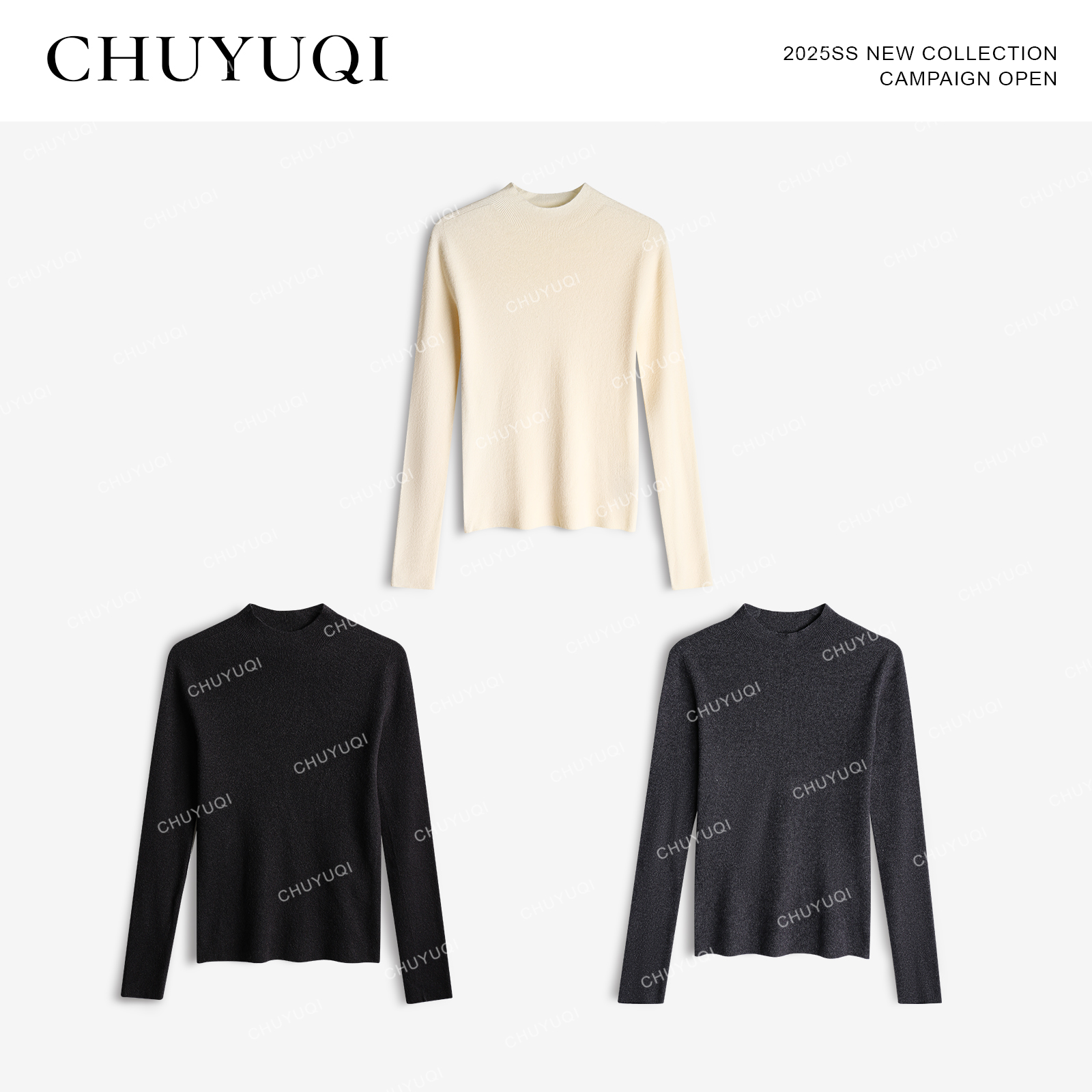 CHUYUQI 不止与型 秋冬半高领修身打底衫上衣通勤保暖百搭针织衫