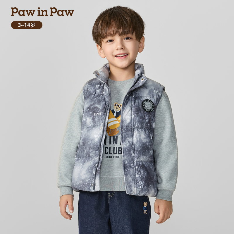 PawinPaw卡通小熊童装25年秋冬新款男童工装风羽绒马甲PCVWF4T11E