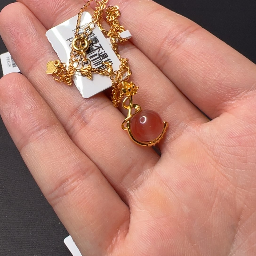 南红玛瑙冰粉吊坠 P005337号银S925镶嵌