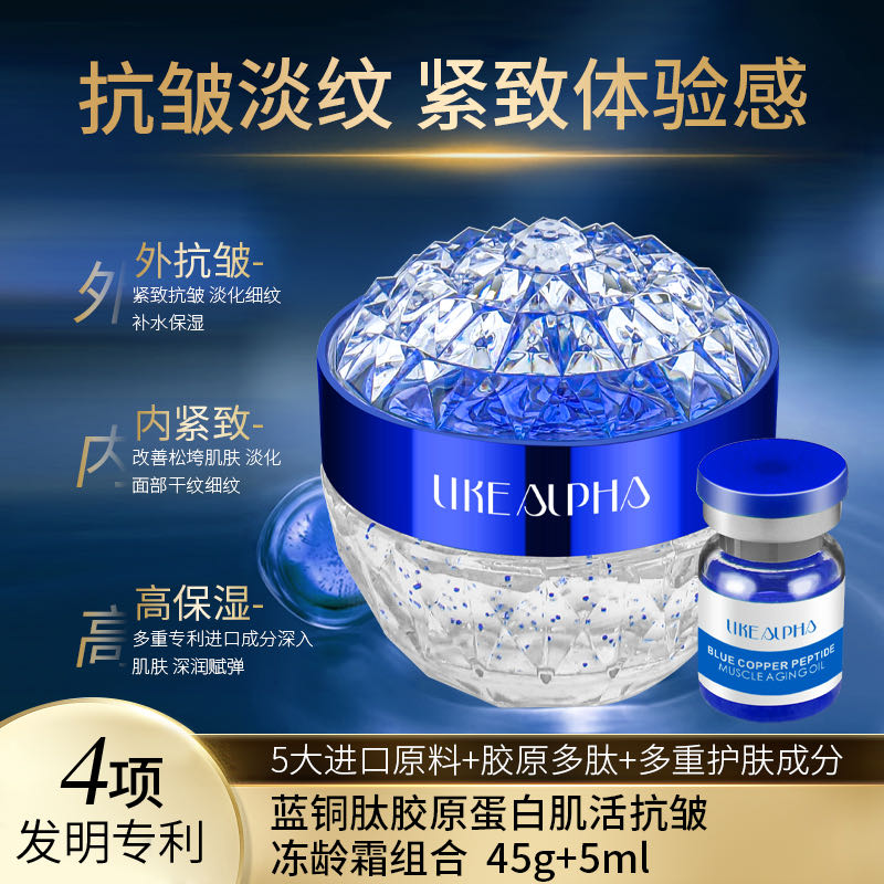 【蓝色黄金·冻龄密码】LIKE ALPHA蓝铜肽胶原蛋白冻龄霜组合