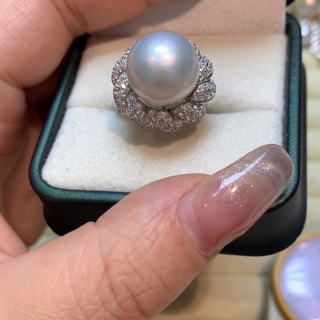 海水珍珠戒指银S925镶嵌