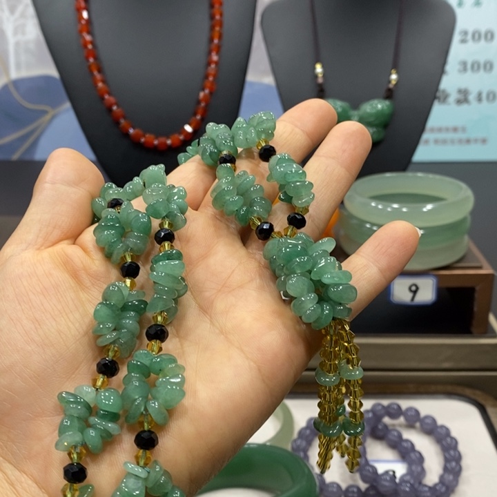 石英质玉银S925镶嵌手镯