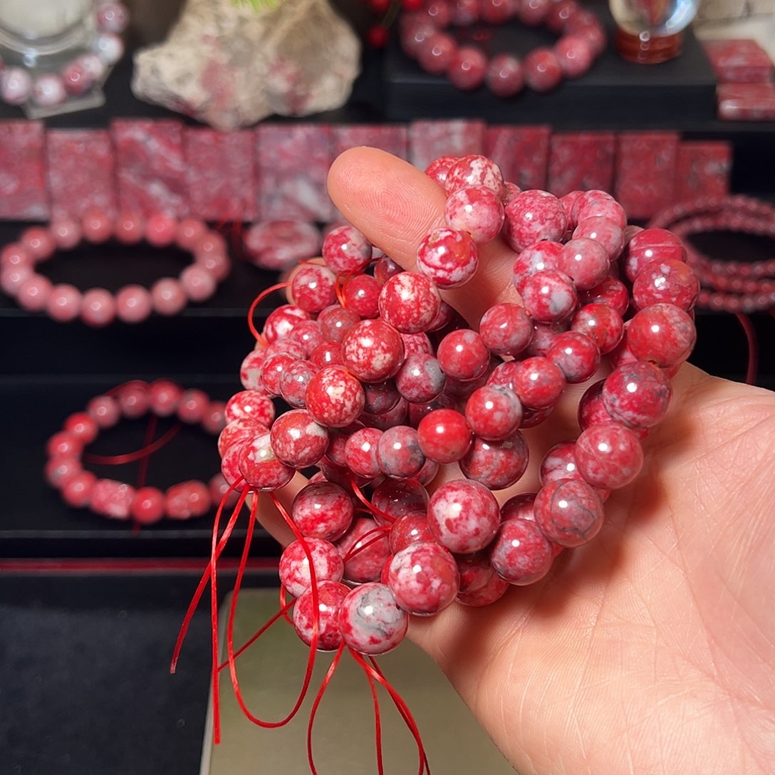 【***雄天然辰砂原石手串