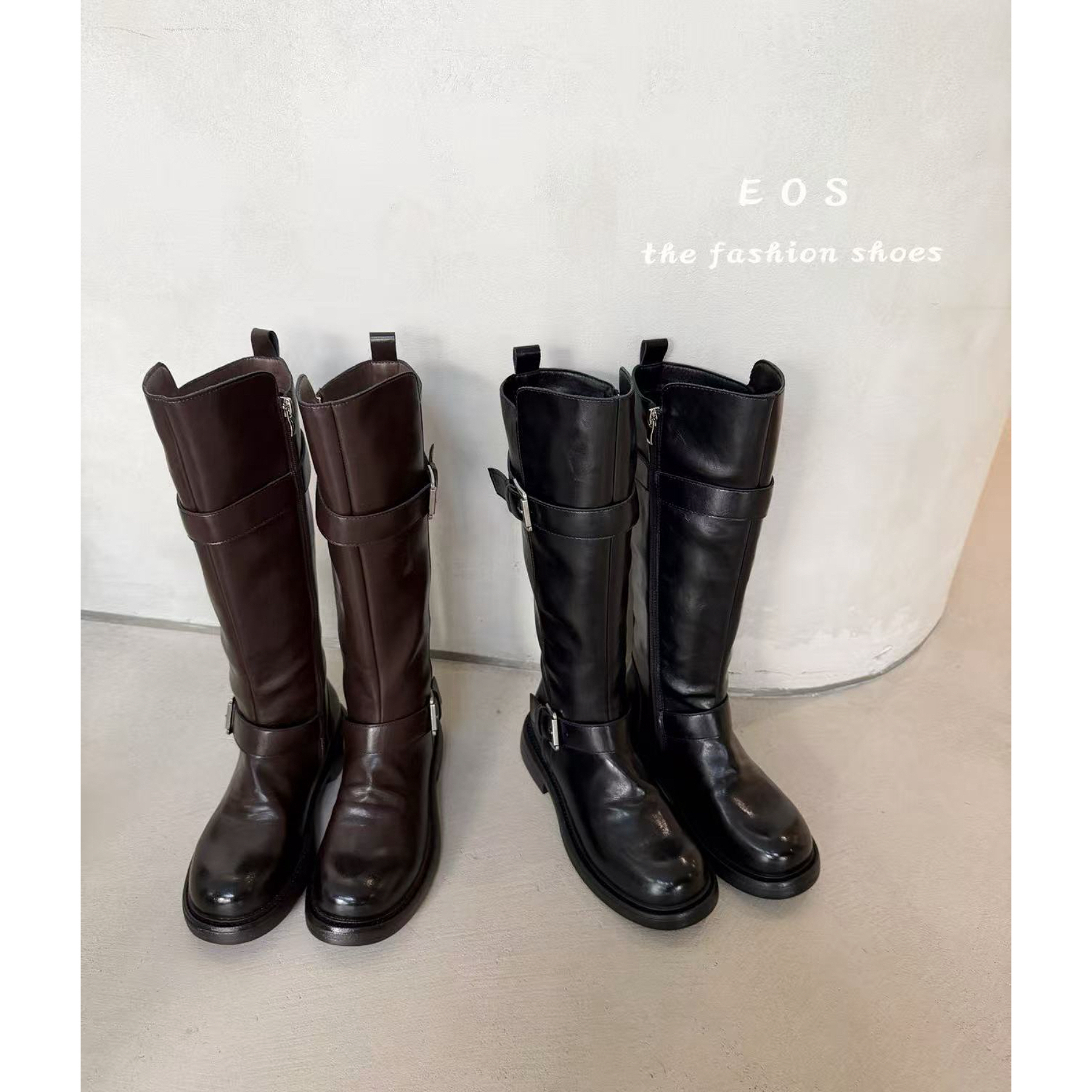 【仙仙推荐】eos双扣带侧拉链厚底长靴C999-8