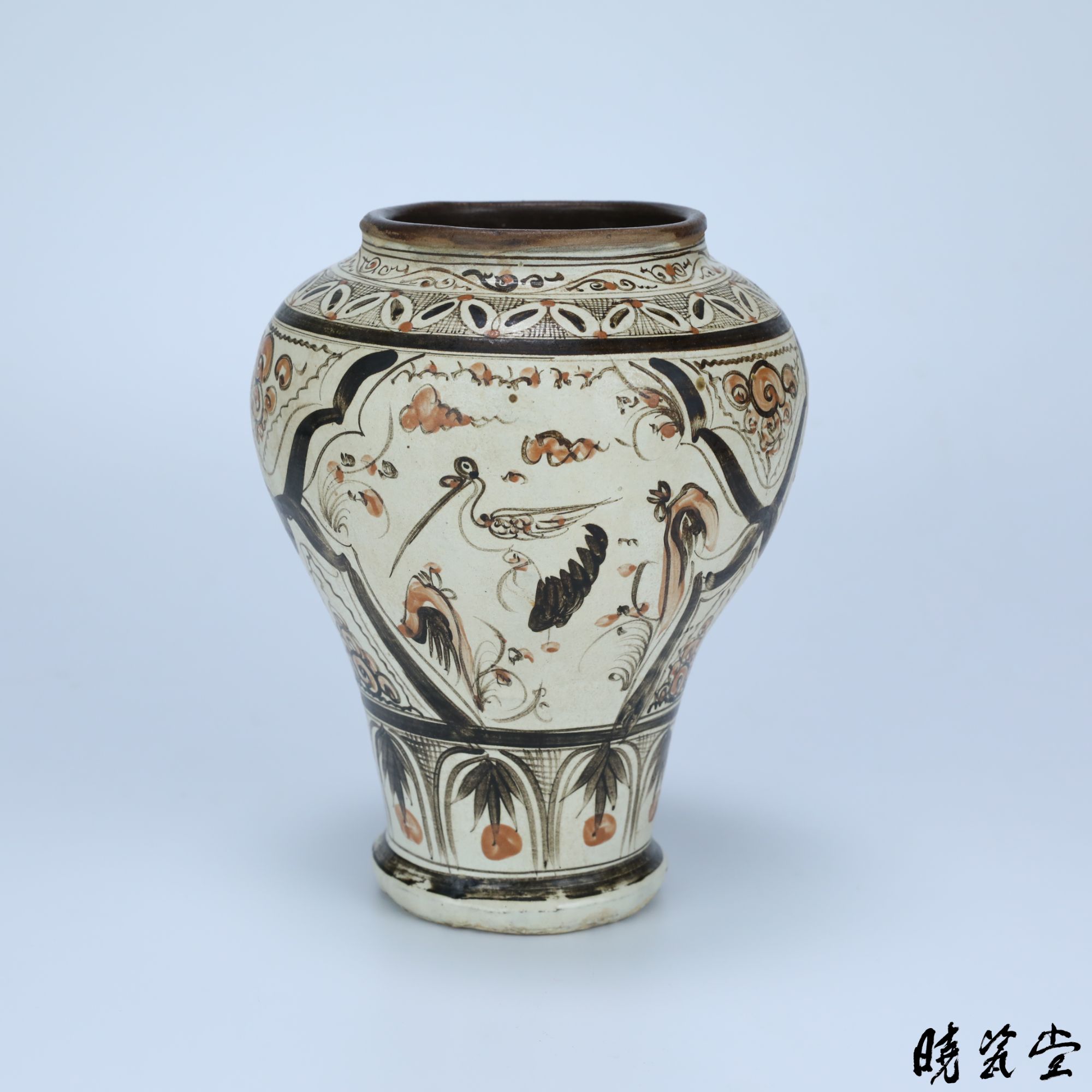 【晓瓷堂】明 磁州窑仙鹤纹敞口瓶 QT250501
