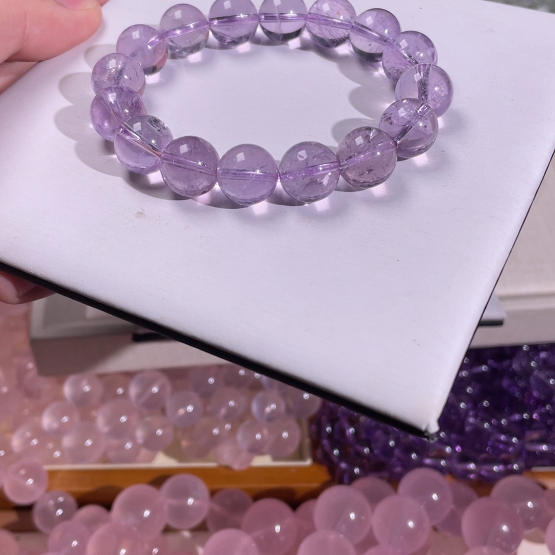 A***娜紫晶手串未镶嵌紫阿赛12mm手串