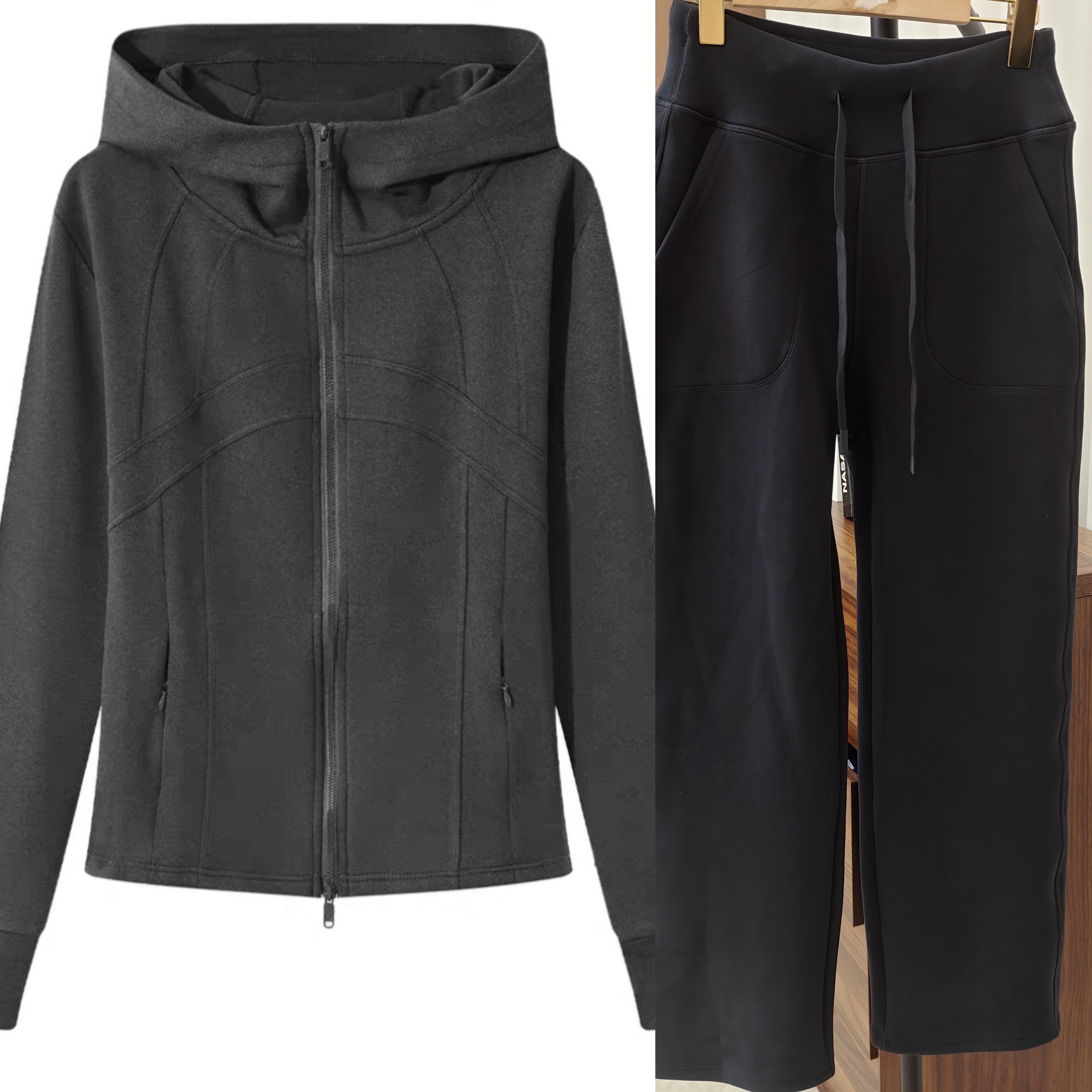 【lu】女款时尚上衣裤子抽绳休闲套装