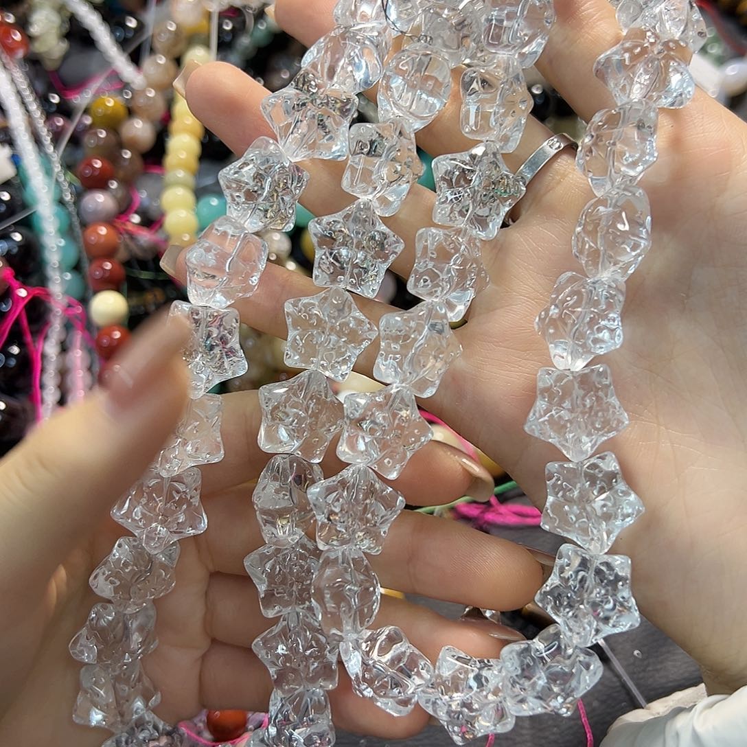 玛瑙/玉髓合金珠宝半成品白水牵牛花四十来颗一条