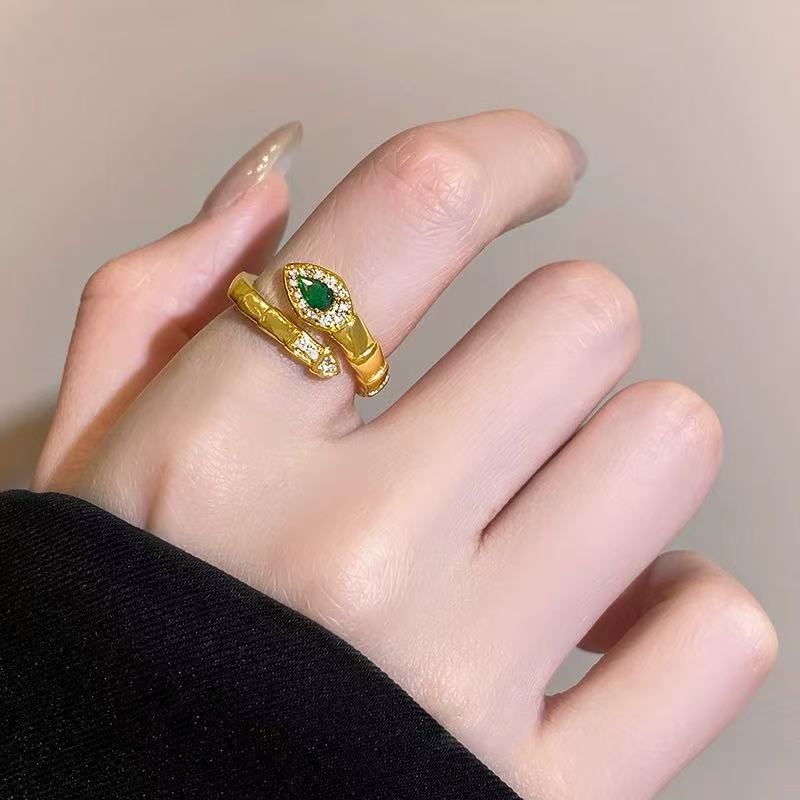 【清货专属链接】新年绿眼睛蛇形开口指环 JZ1014