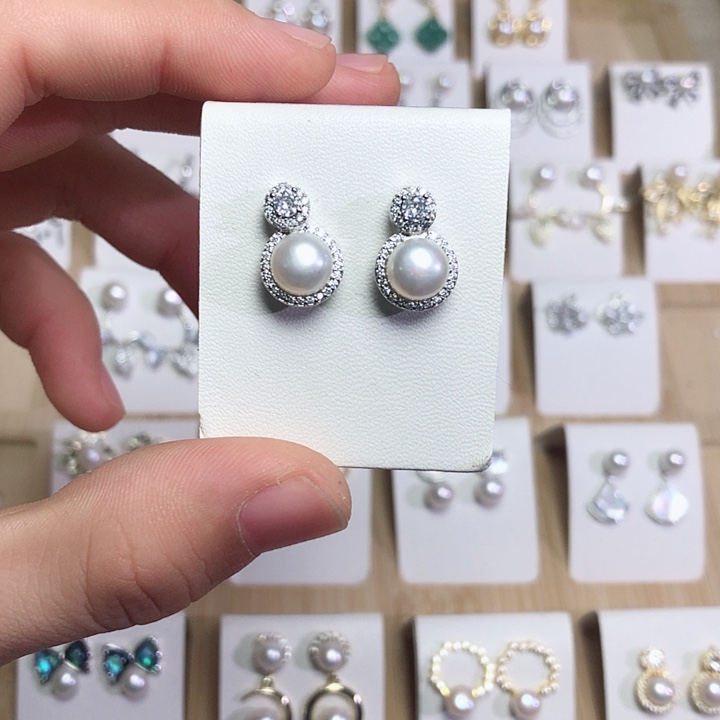 淡水珍珠耳饰银S925镶嵌
