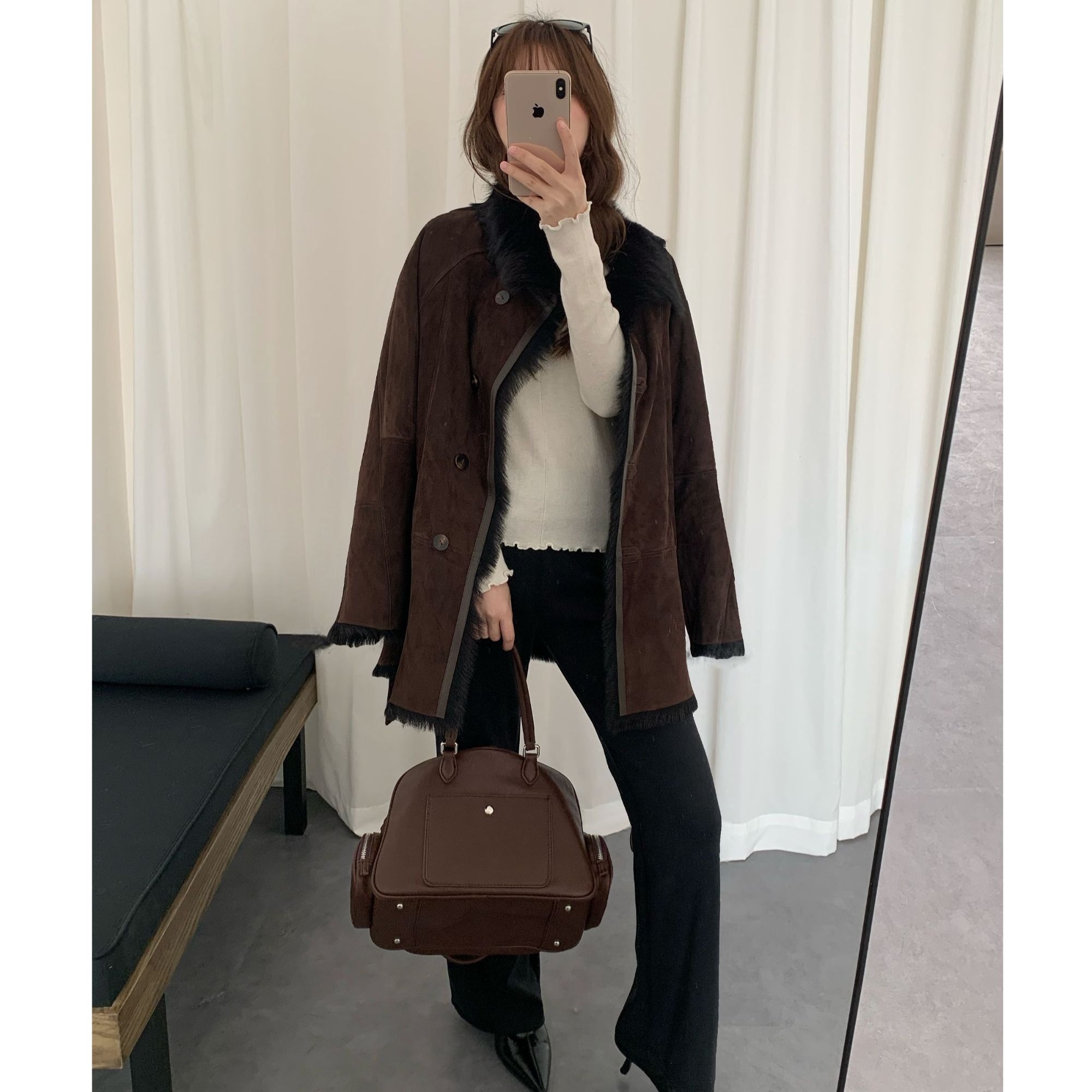 JIAY 老钱高端绒面山羊皮毛一体中长气质冬季海宁皮草外套女正品