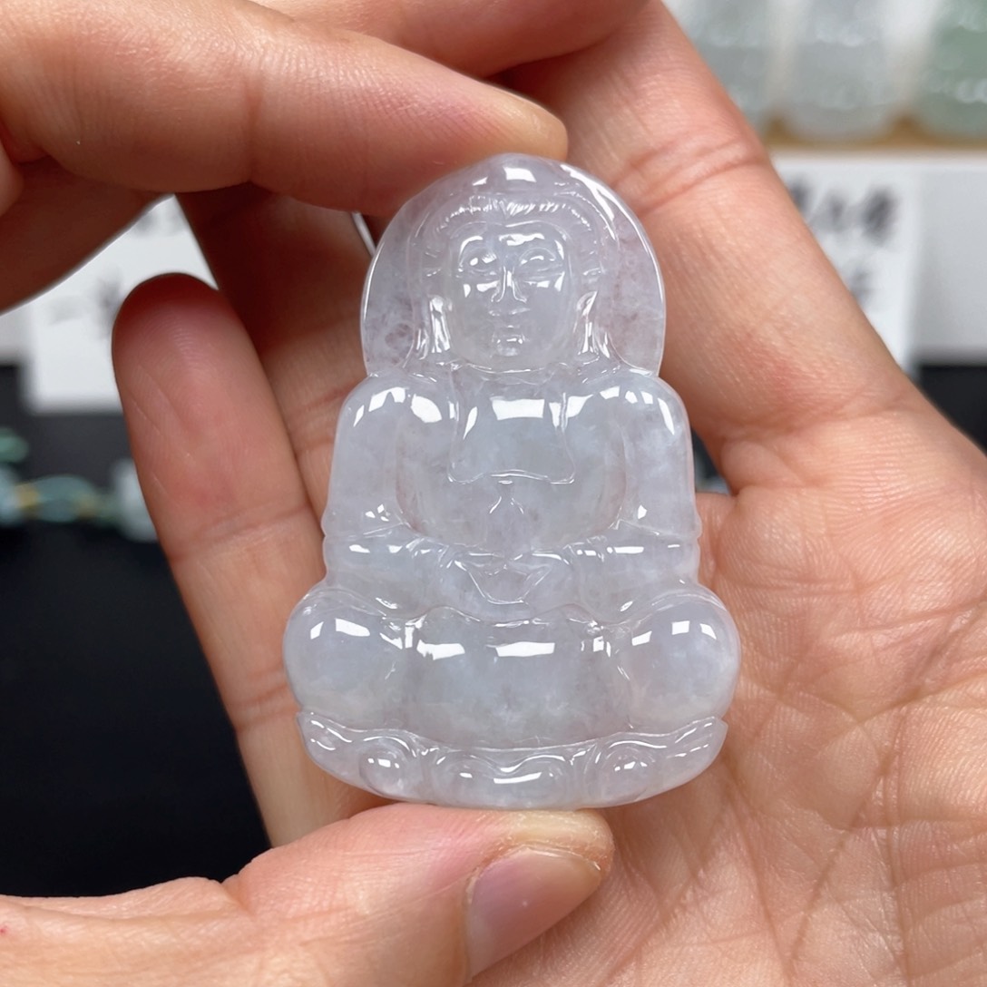 翡翠颈饰未镶嵌天然翡翠A货观音95号