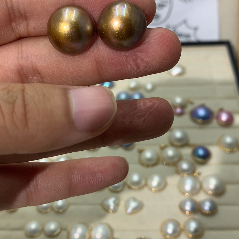 【闪购商品】耳饰拼合珍珠（马贝珠）银S925镶嵌