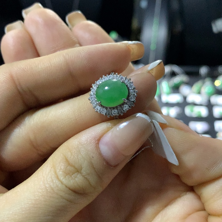 翡翠银S925镶嵌戒指