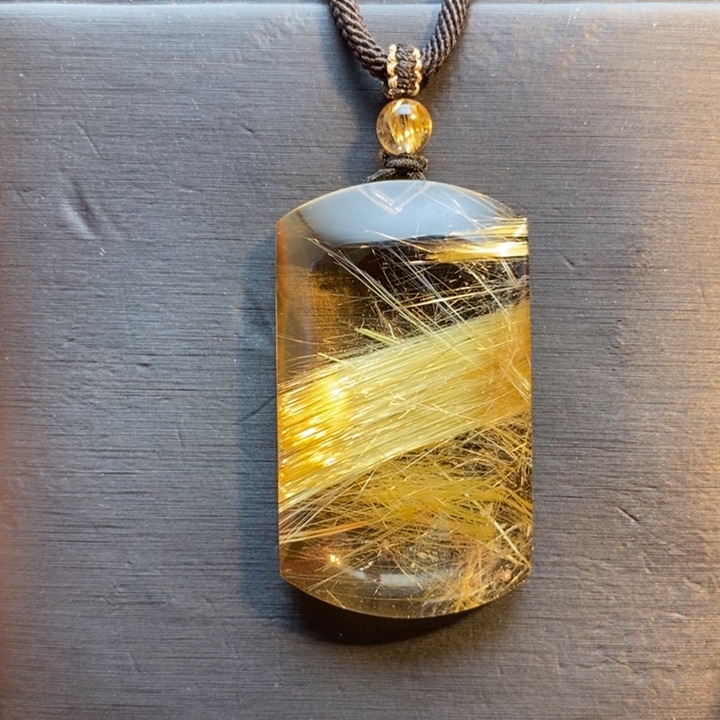 颈饰未镶嵌发晶天然白体金发晶顺发晶无事牌