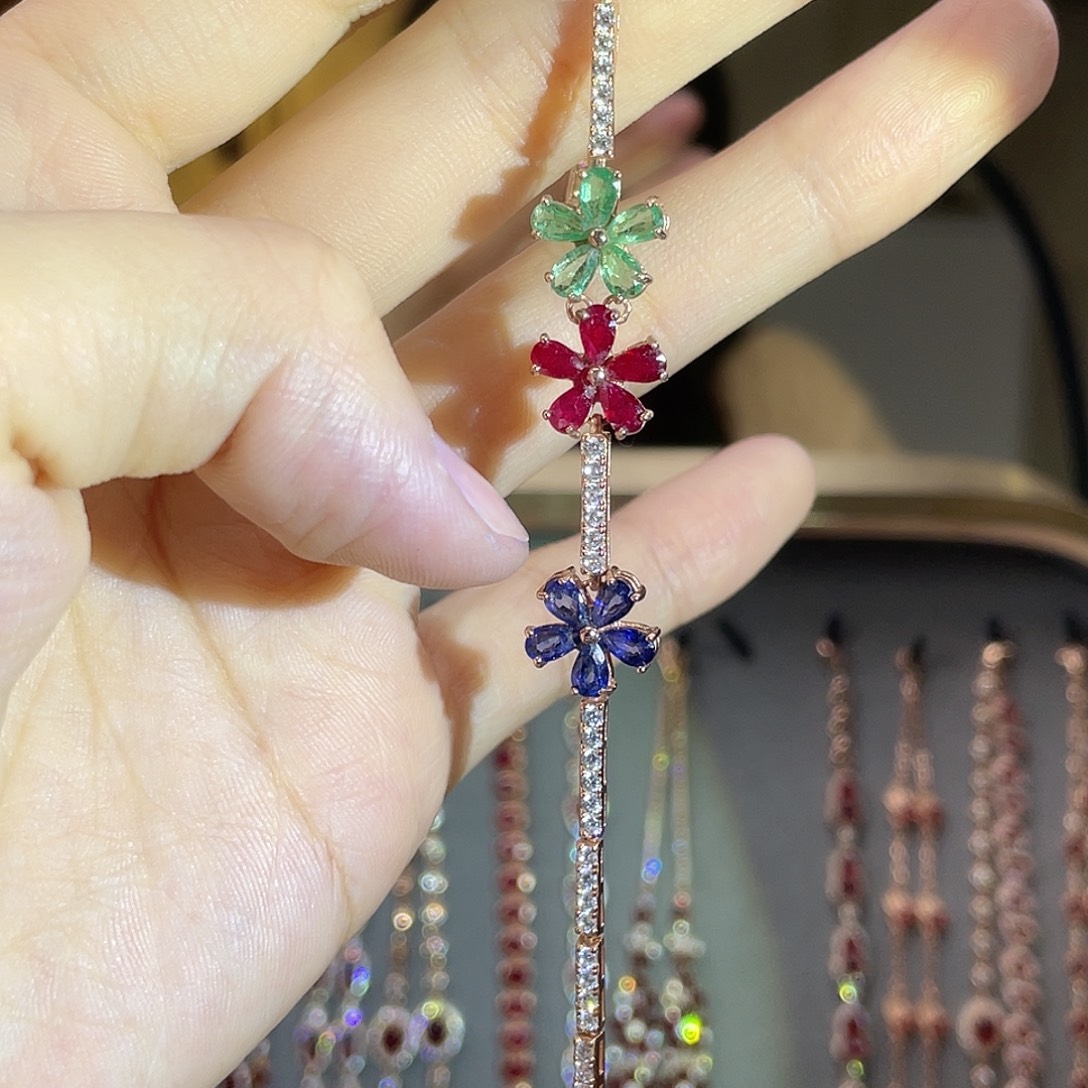 红宝石手链银S925镶嵌