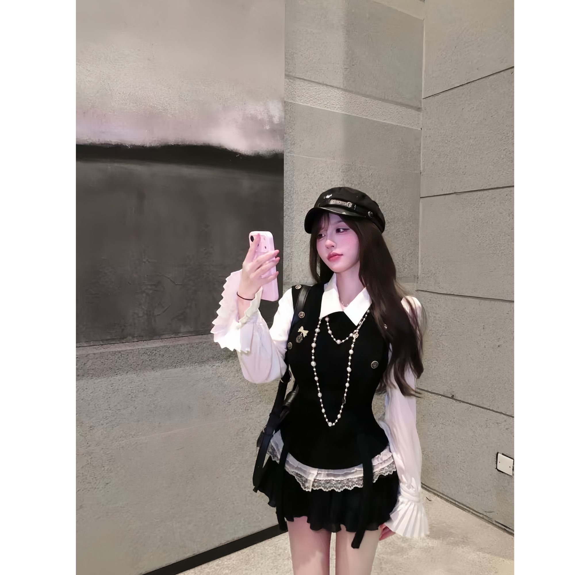 【悉尼日记】 冬季纯欲千金风显瘦修身温婉大方马甲内搭半身裙套装