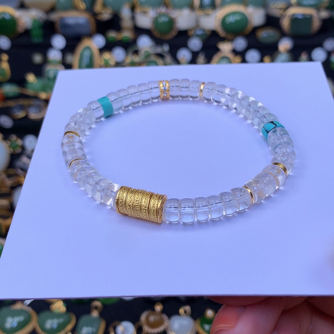 手串银S925镀金镶嵌水晶风*