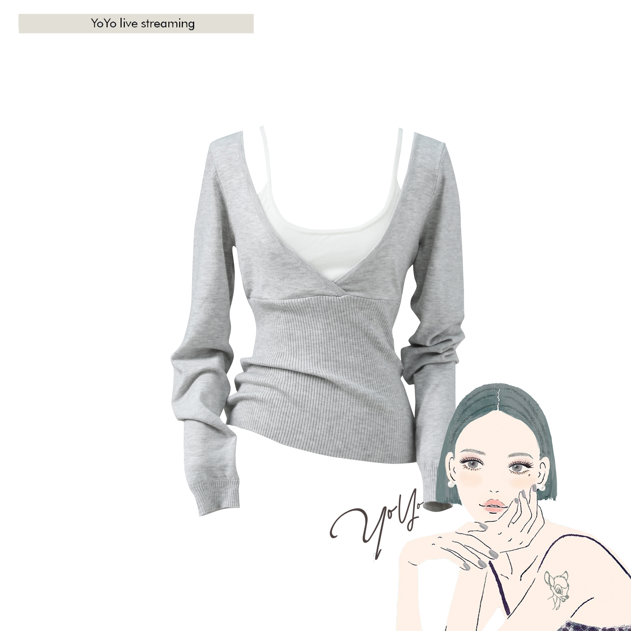 FORNI 天菜Angela 白开水羊毛叠穿假两件T恤