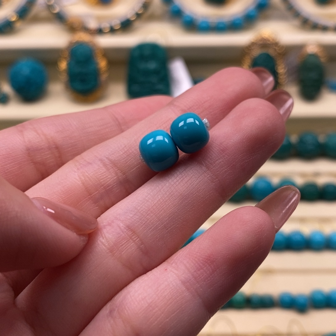 绿松石珠宝奇石未镶嵌7mm