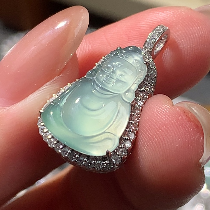 翡翠18K金镶嵌吊坠(不含链)宝宝佛