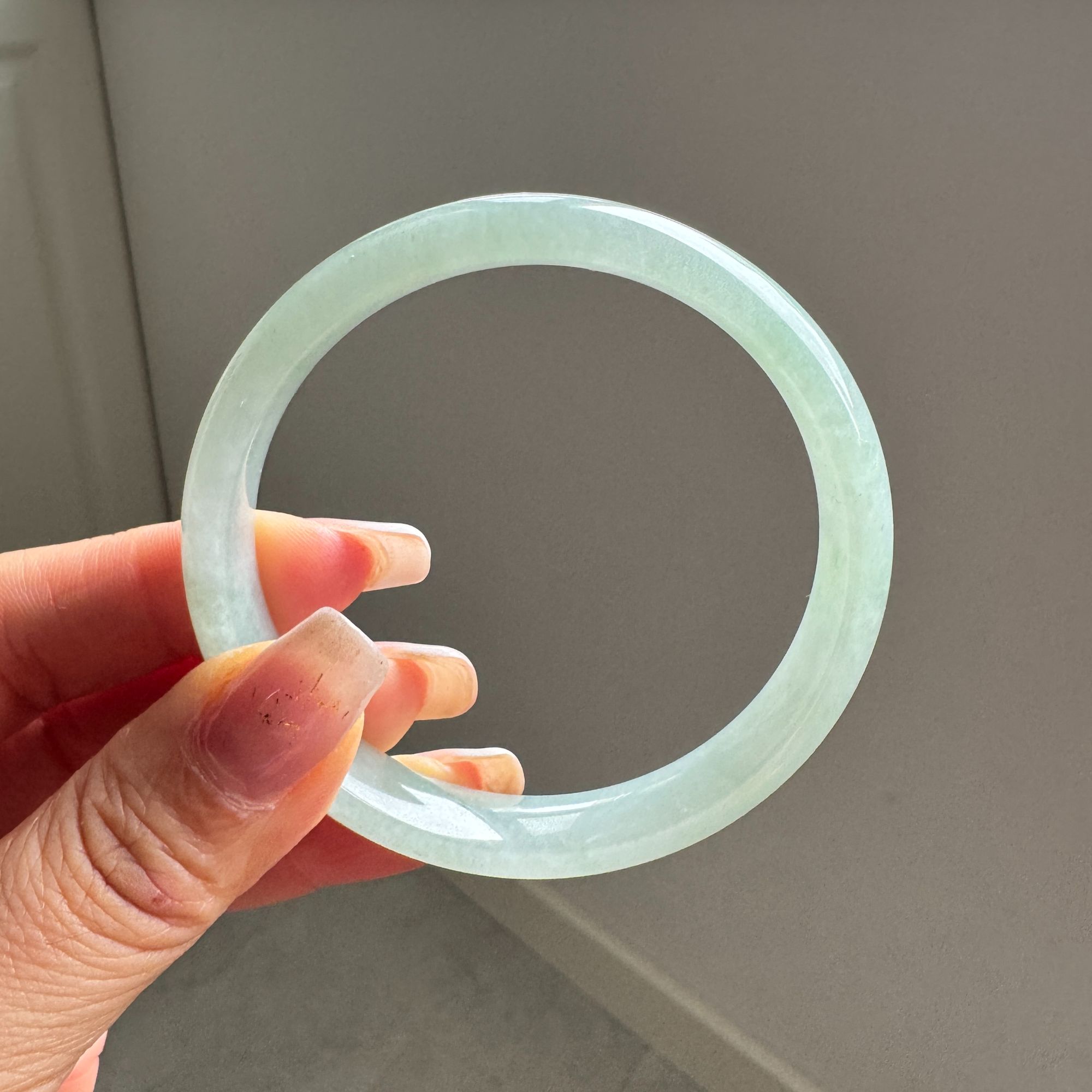 59正圈老坑老料糯化见冰晴底葡萄肉天然缅甸A货翡翠手镯送证书