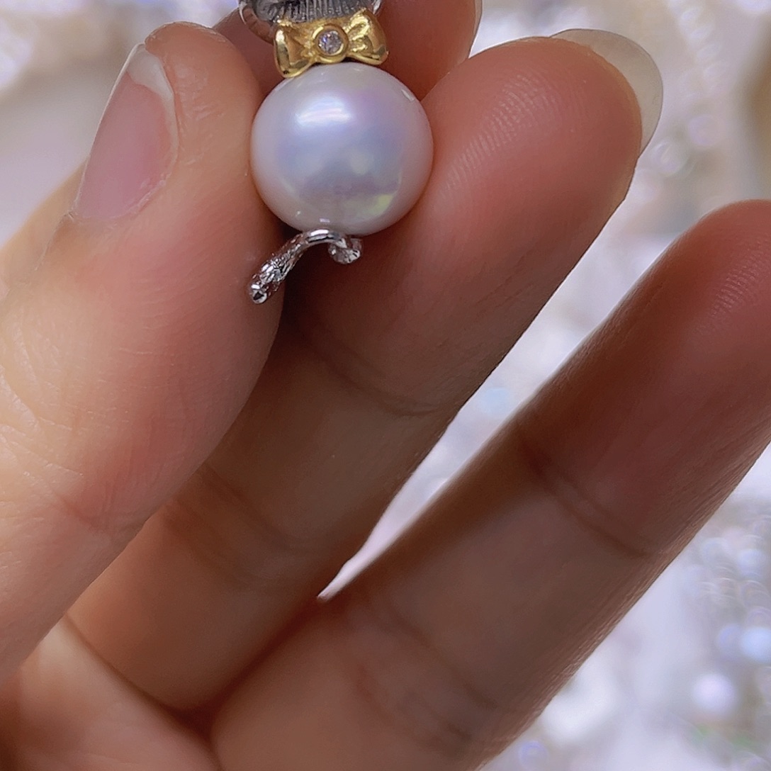 吊坠或者耳钉银S925镶嵌淡水珍珠