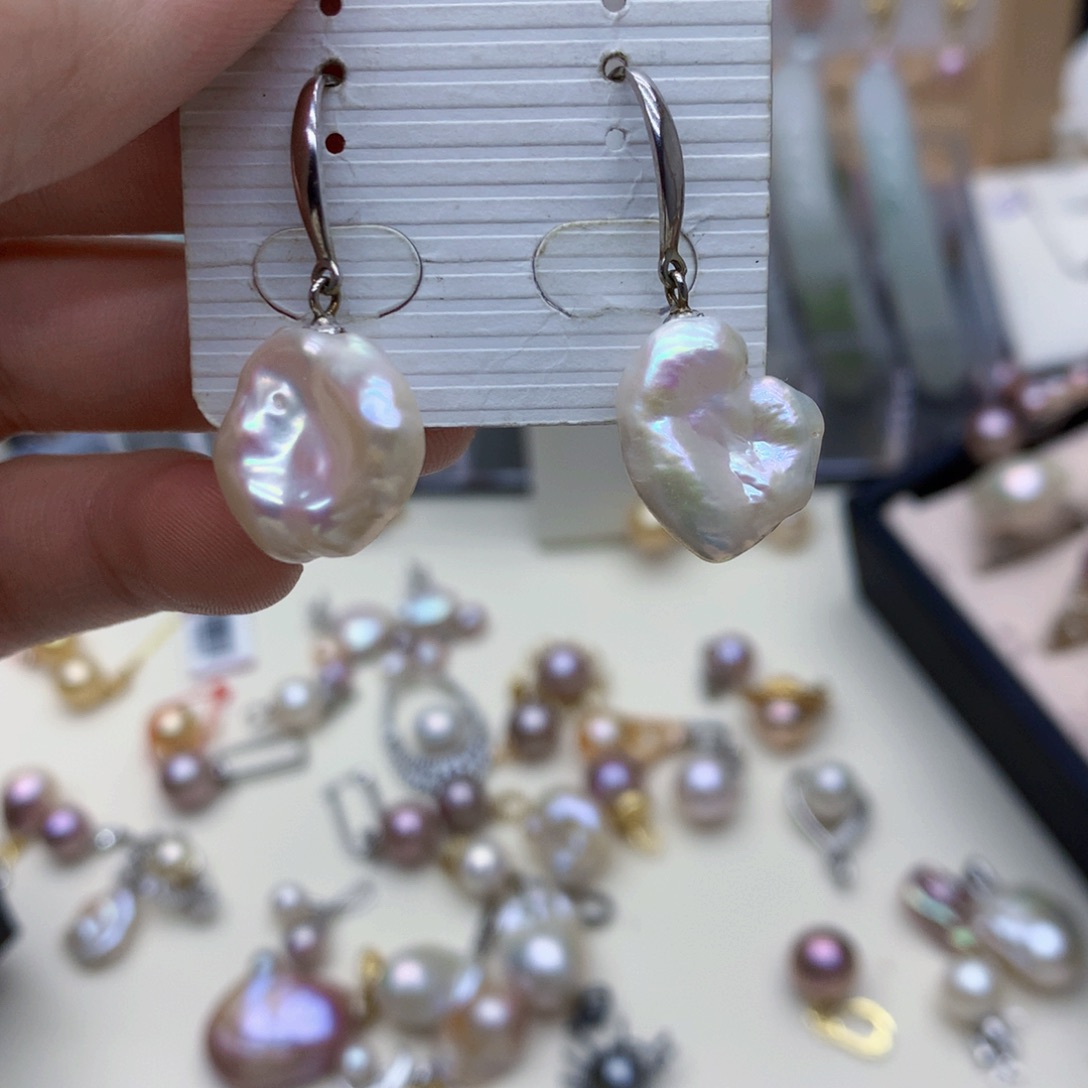 淡水珍珠耳饰银S925镶嵌