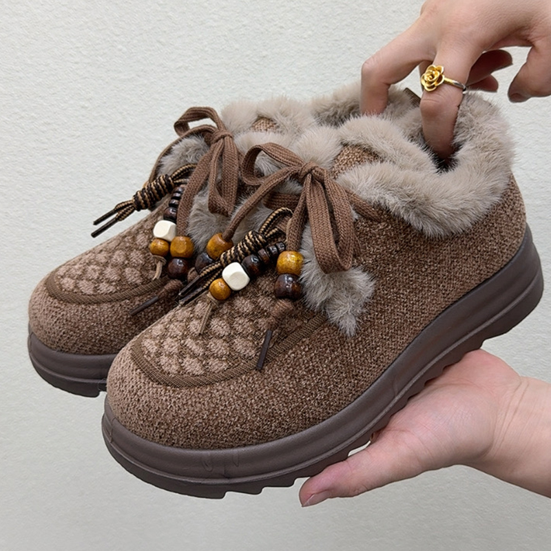 老北京棉鞋女冬季新款加绒加厚雪地靴时尚袋鼠鞋保暖防滑妈妈棉靴