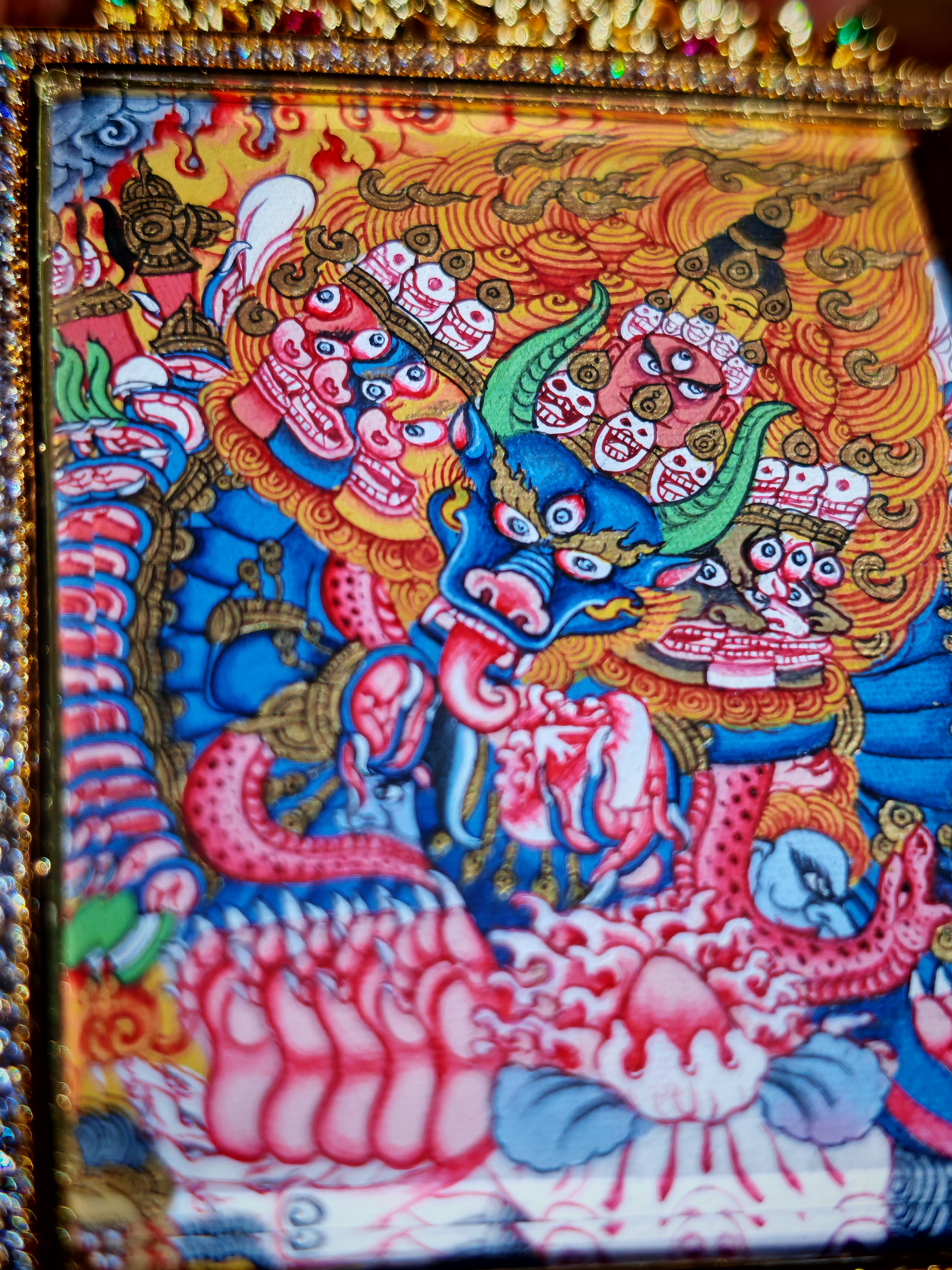 热贡唐卡纯手绘大威德金刚哆扎画师
