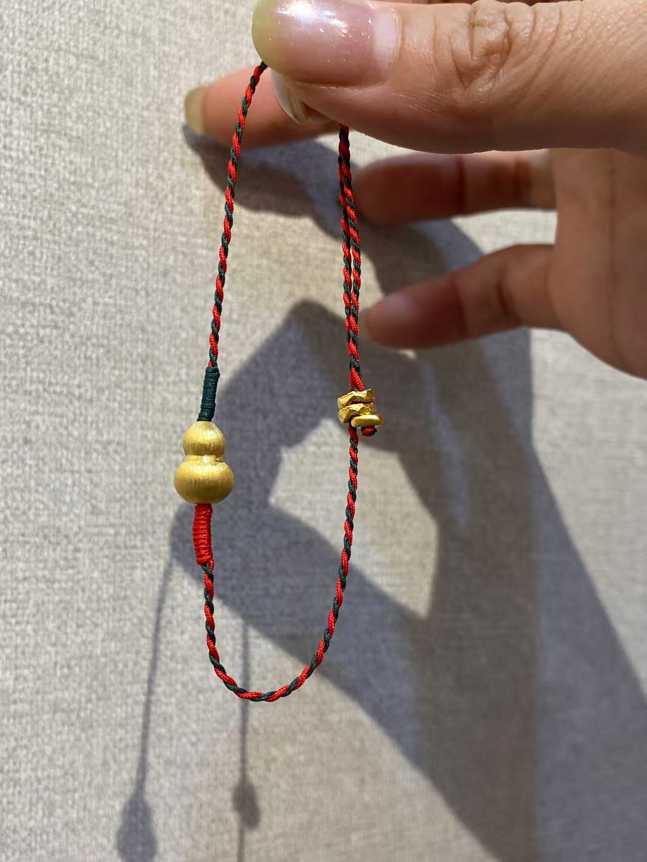水贝足金999 拉丝葫芦 编绳