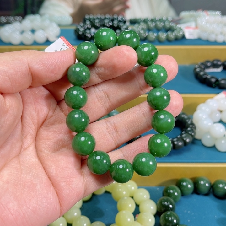 未镶嵌和田玉手串纯天然和田玉俄罗斯碧玉卡14手串