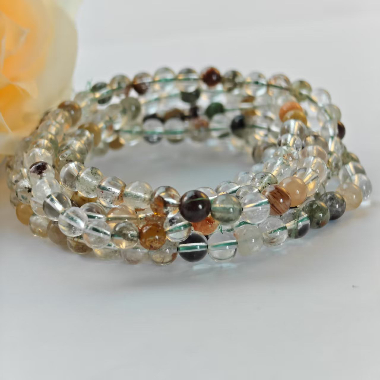 【书记甄选】天然四季幽灵三圈手链 多样性发一件 约5mm 6209GD