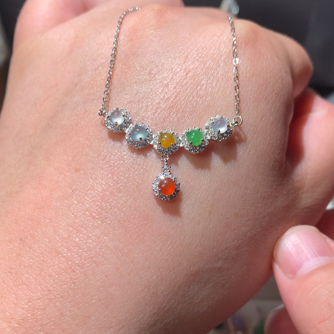 翡翠银S925镶嵌颈饰00001