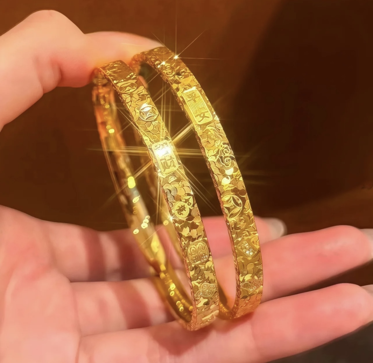  999镀K平安招财纳福碎冰冰手镯