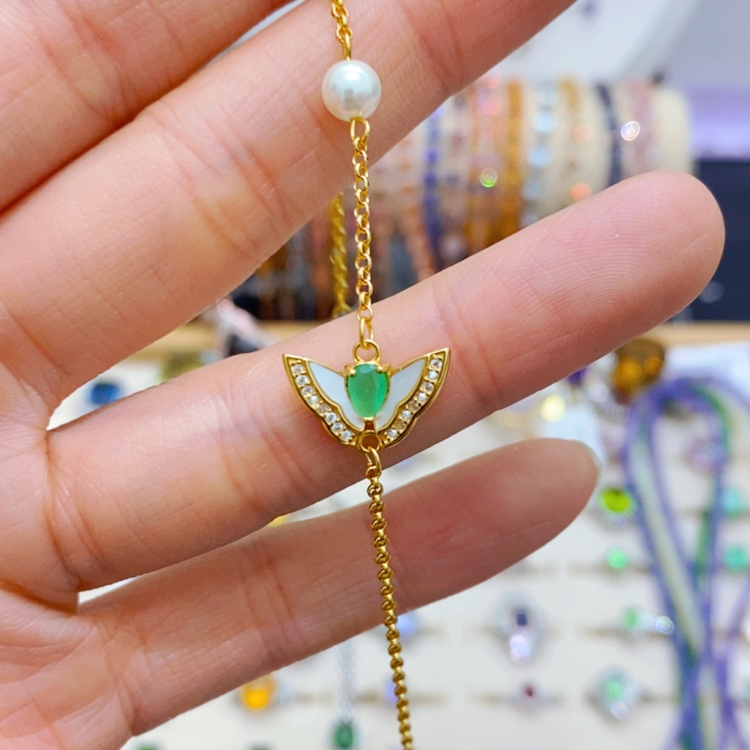 祖母绿手链银S925镶嵌