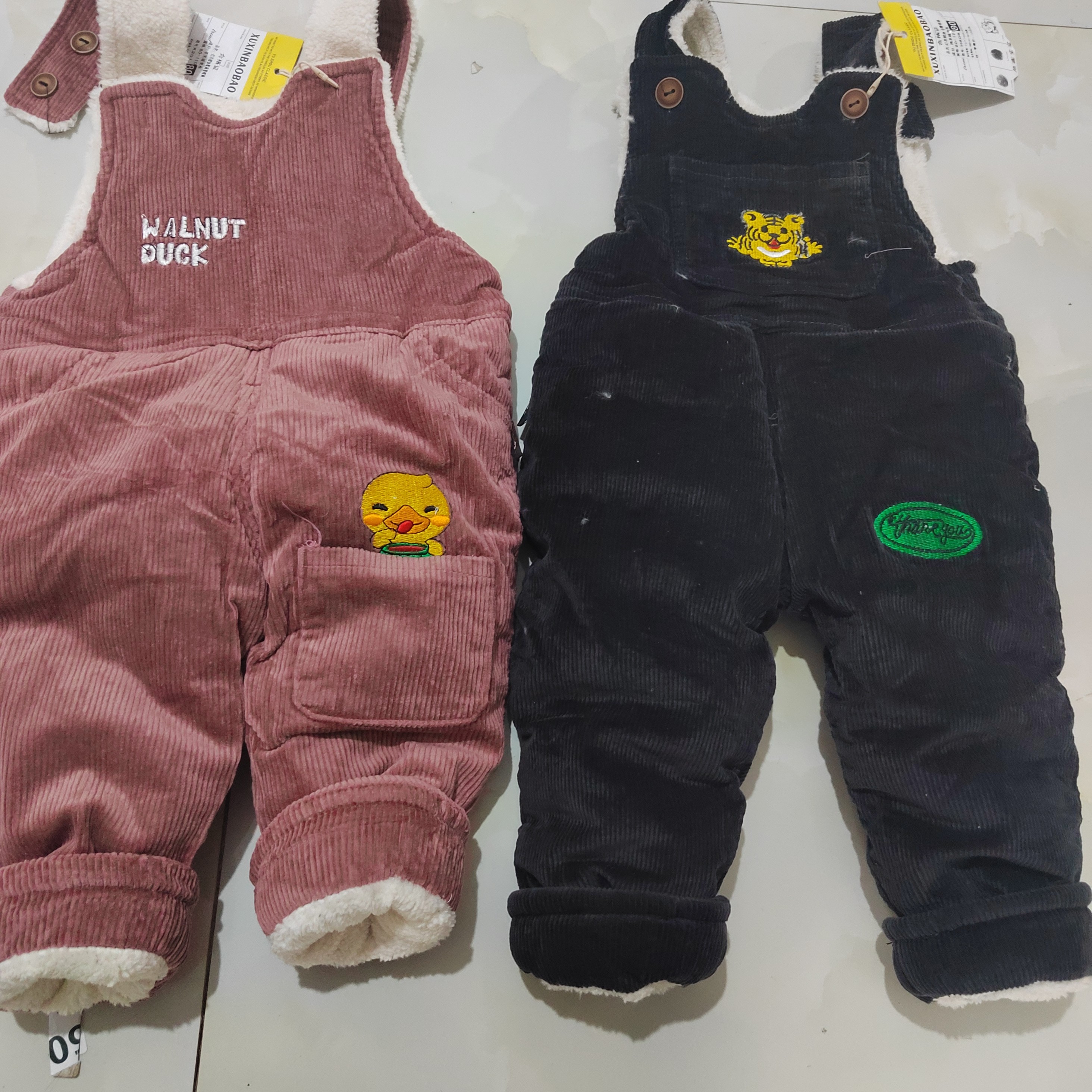 招财猫加厚背带裤两用裆80 - 110码