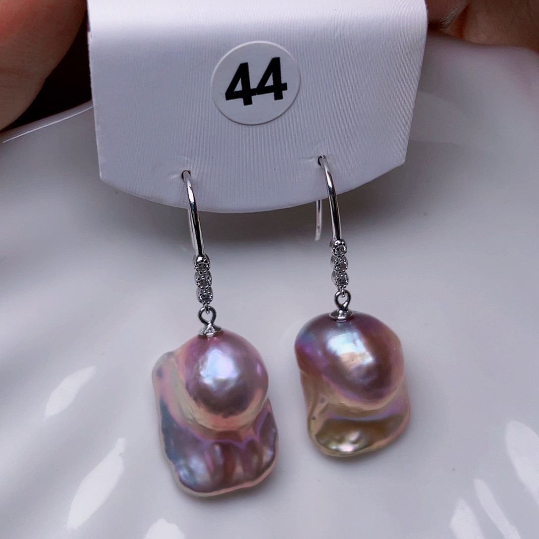 淡水珍珠耳饰银S925镶嵌彤*