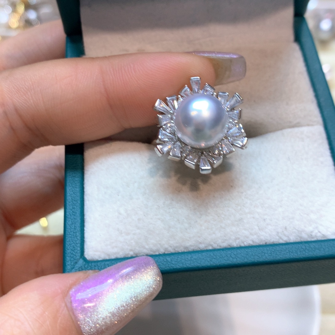 海水珍珠戒指银S925镶嵌