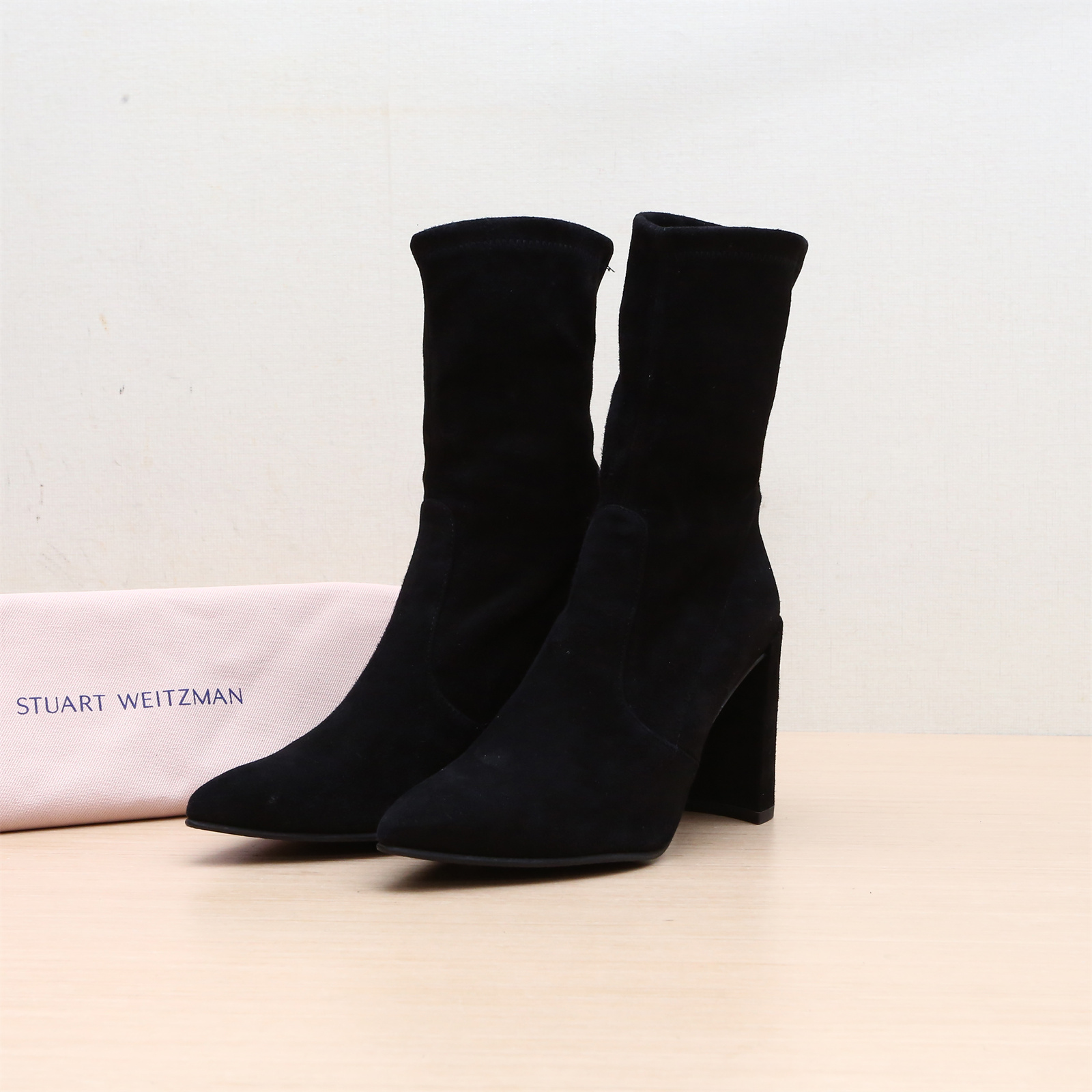 99新 StuartWeitzman 活动 半靴 黑色 麂皮 35.5码P224410764