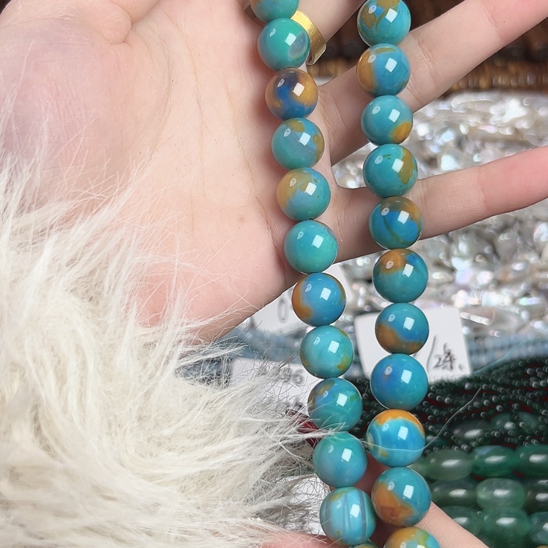 玛瑙/玉髓合金珠宝半成品a406 12.2m 油画玛瑙一条