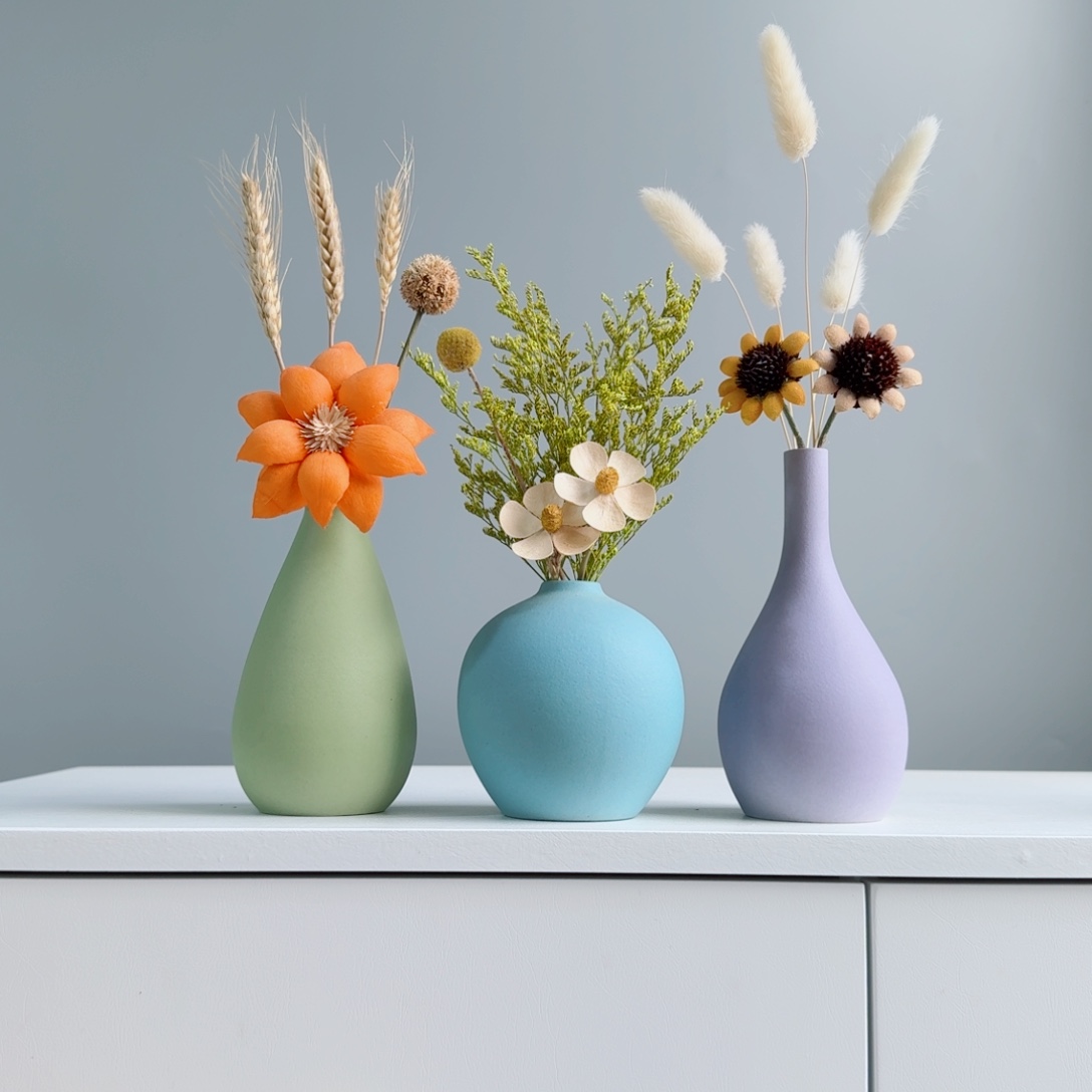 摆件陶瓷花瓶摆件含花总高约20-30cm
