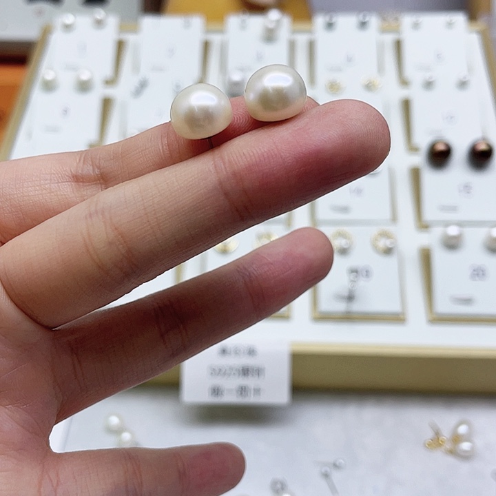 淡水珍珠耳饰银S925镶嵌A**O